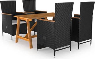 vidaXL Juego De Comedor Para Jard&iacute;n 5 Piezas Negro Vidaxl