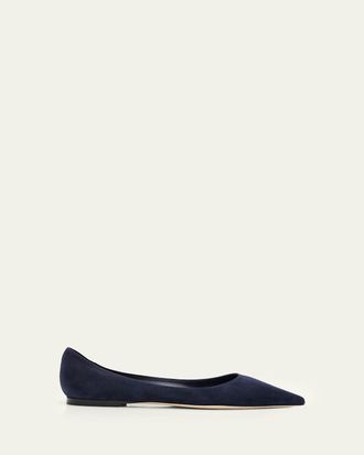 Jimmy Choo London Love Suede Pointed-Toe Flats