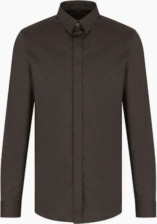 A|X Armani Exchange Mens Rubber Logo Button Up Khaki Shirt - Green - Size: Regular/36