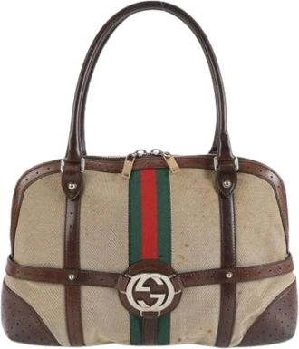 Gucci Pre-owned Handbags, female, Brown, Size: ONE SIZE Pre-owned Canvas Handbag