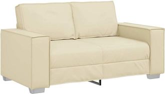 vidaXL Sof&aacute; Loveseat De 120 Cm Con Coj&iacute;n Crema Cuero Sint&eacute;tico Vidaxl