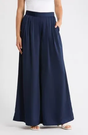 Ted Baker Pleated Front Wide Leg Pants in Classic Navy at Nordstrom Rack, Size 14
