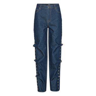 Rotate Buttoned Wide Leg Jeans