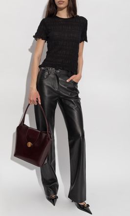 Versace Leather Trousers, Womens, Black