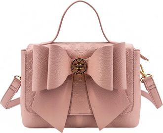 Like Dreams Womens Crossi Bow Embossed Small Crossbody Bag In Blush
