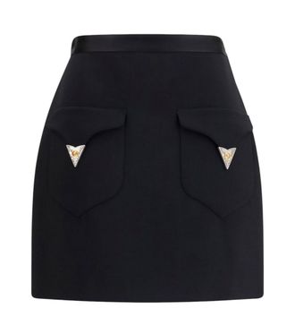 Versace Black Solid Mini Skirt