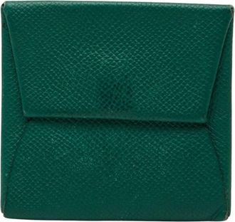 Herm&egrave;s Green Epsom Leather Coin Purse/Coin Case (Pre-Owned)