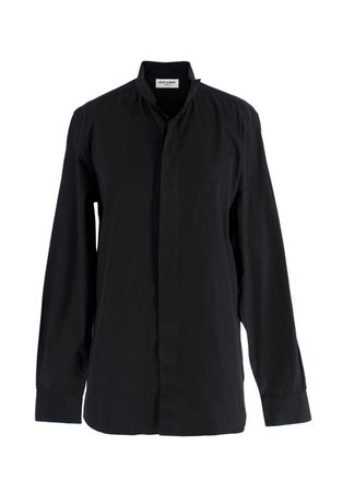 Saint Laurent Black Cotton Long-Sleeve Shirt Size 15