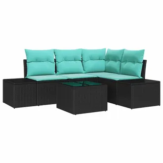vidaXL Set Divano Da Giardino 5 Pz Nero Polyrattan Vidaxl