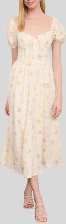 Blu Pepper Floral Corset Midi Dress in Light Khaki Multi at Nordstrom Rack, Size Medium