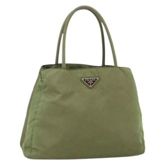 Prada Pre-owned Tote Bags, female, Green, Size: ONE SIZE Pre-owned Vintage Nylon Tote Bag