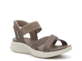 Skechers Womens Skechers Hands Free Ultra Flex 3.0 Sandals Dark Taupe Slip On ZAP1451