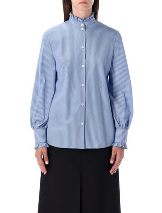 Valentino Garavani Striped Cotton Ruffled Shirt