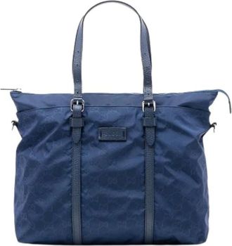 Gucci Pre-owned Tote Bags, female, Blue, Size: ONE SIZE Pre-owned Nylon Tote Bag