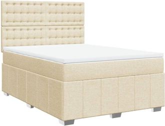 vidaXL Vidaxl - Cama Box Spring Con Colch&oacute;n Tela Color Crema 160x200 Cm