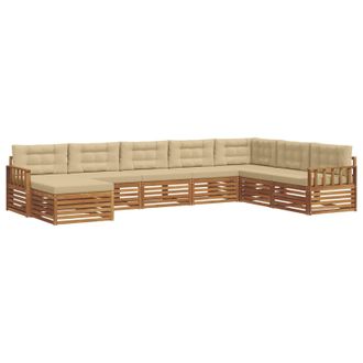 vidaXL Conjunto De Sof&aacute;s De Exterior Con Coj&iacute;n 8 Pcs Natural Y Beige Vidaxl