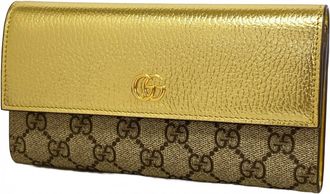 Gucci Gold Brown Pvc Leather Long Wallet (Bi-Fold) (Pre-Owned)