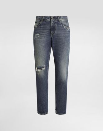 Dolce & Gabbana Regular Cotton Jeans - Man Denim Multi-colored 44