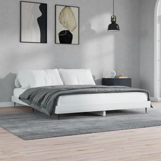 vidaXL Estructura De Cama Madera De Ingenier&iacute;a Blanco Brillo 180x200cm Vidaxl