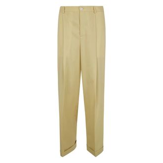 Marni Suit Trousers, male, Beige, Size: L Tropical Wool Pleated Trousers