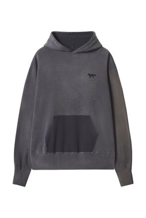 Maison Kitsun&eacute; Patchworked Fox Hooded Cotton Sweatshirt