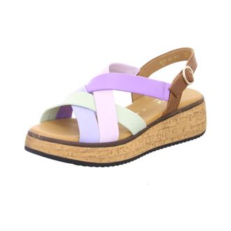 Gabor Sandaal met meerkleurige pastelkleurige bandjes - Dames - Schoenen - Veelkleurig - Maat: 38 1/2 EU Leer