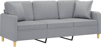 vidaXL Vidaxl - Sof&aacute; De 3 Plazas Con Cojines Tela Gris Claro 180 Cm