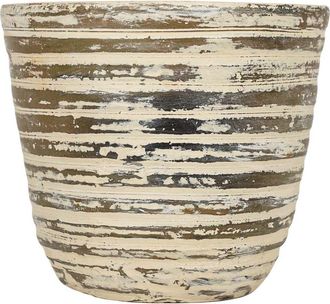 Foreside Home And Garden Distressed Ribbed Planter Cream Terracotta in Brown at Nordstrom