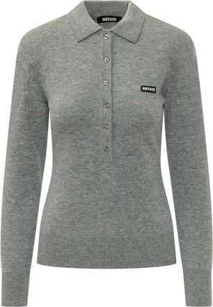 Rotate Rotate Birger Christensen, Truien & Vesten, Dames, Grijs, M, Wol, Wool Longleeve Polo