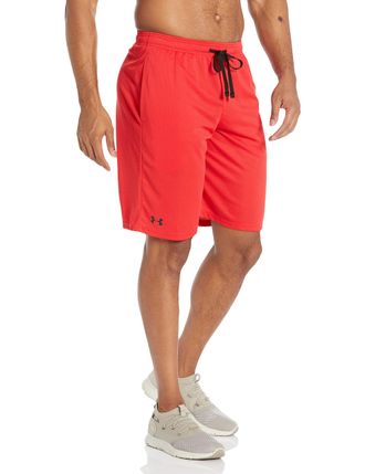 Under Armour Mens UA Tech Mesh Short Breathable Sweat Shorts with Side Pockets, Comfortable Shorts with Loose Fit, red, XXL Long