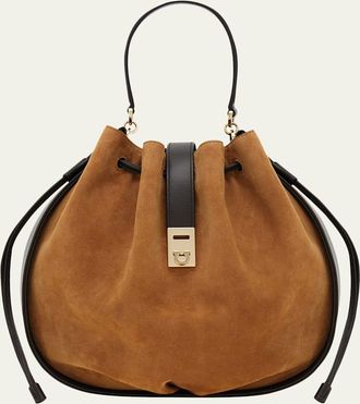 Ferragamo Hug Suede & Leather Bucket Bag