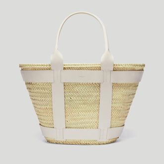 DeMellier The Maxi Santorini in Natural Basket Off-White Smooth Leather Shoulder bag