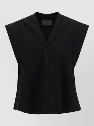 Christophe Lemaire v neck belted sleeveless stitched vest