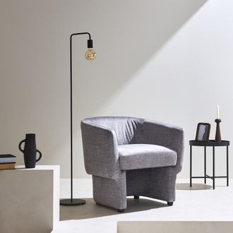 Sweeek Sill&oacute;n de tela con respaldo y base redondeada, gris claro
