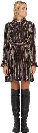M Missoni Korte jurk met veelkleurige BAS -verlichtingverwerking - Dames - Casual kleedjes - Zwart - S - Katoen - Kleedjes