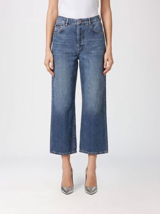 Philipp Plein Jeans cropped in denim stretch a gamba larga e vita alta
