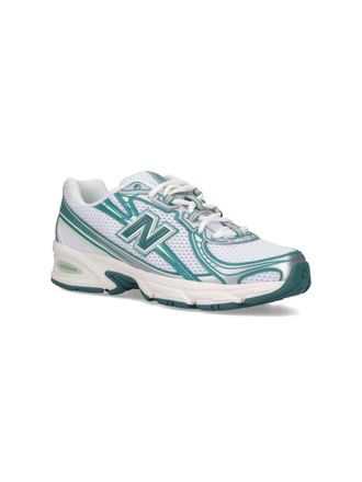 New Balance Mesh & Teal Synthetic Sneakers - White