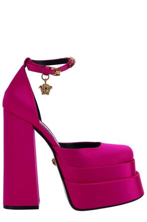 Versace Fuchsia Satijnen Medusa Aevitas Pumps