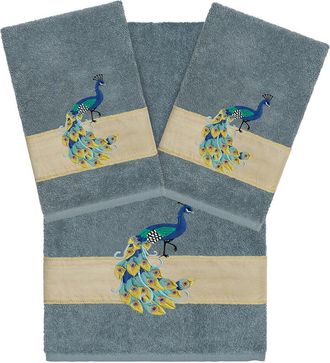 Linum Home Textiles 100% Turkish Cotton Penelope 3Pc Embellished Towel Set