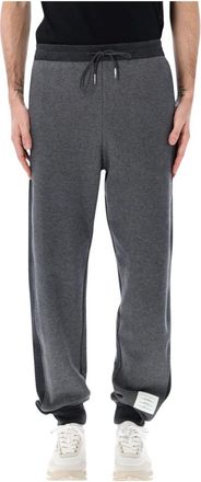 Thom Browne Broeken, Heren, Grijs, S, Trainingsbroeken W/ Engineered Bar in Solid
