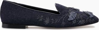 Arteana Womens Flora Smoking Slipper In Navy