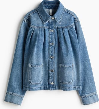 H&M Oversized Jeansjacke mit Falten - Blue