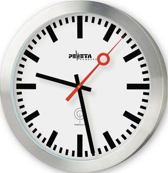 OEM Horloge Radio-r&eacute;veil Murale Aluminium Argent Mat D.300mm Barre 1,5v D.300mm