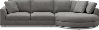 Castlery Hamilton Round Chaise Sectional Sofa Right Facing Customized, Dark Grey, Spill Resistant, Removable Covers by Castlery