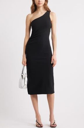 Open Edit One-Shoulder Body-Con Midi Dress in Black at Nordstrom Rack, Size X-Small