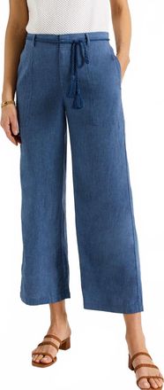 Nic+Zoe Rumba Linen Rope Belt Pant In Blue Mix