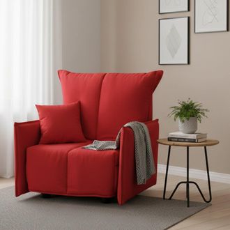 Talamo Italia Sofa Cama Almerinda, Sof&aacute; Individual, 100% Made In Italy, Sill&oacute;n De Sal&oacute;n Con Apertura Trolley, En Tela Acolchada, Con Reposabrazos Est&aacute;ndar, Cm 110x9