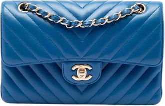 Chanel Borsa a spalla Double Flap Chevron Pre-owned - - Pre-owned - Donna - Blu - ONE SIZE