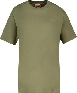 Kenzo Signature Embroidered T-Shirt - Heren - T-shirts - Groen - S - Katoen - Tops