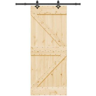 vidaXL Vidaxl - Puerta Corredera Con Herrajes Madera Maciza De Pino 85x210 Cm